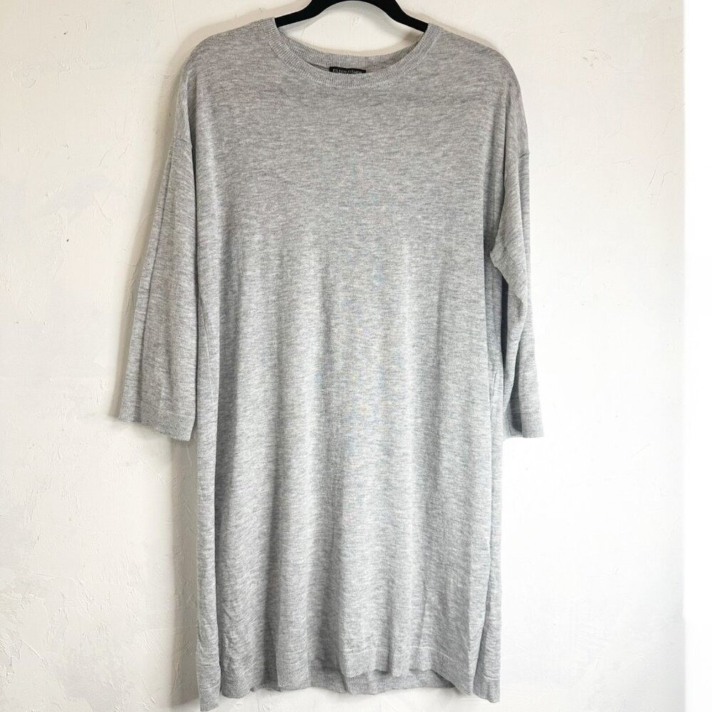 Eileen Fisher Gray Tunic Sweater Dress Top Women's Size XS Merino Wool Alpaca
